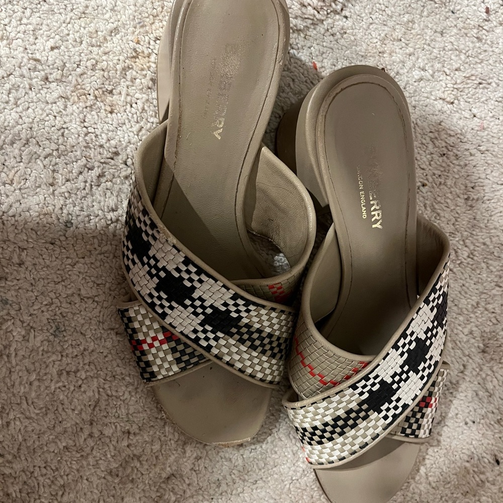 Burberry sandals, size 8.5, 2 inch heels